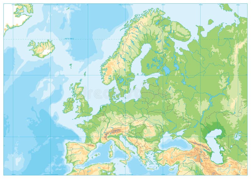 Mapa físico de Europa NINGUÌN texto